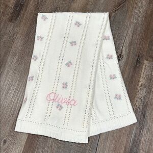 Pottery Barn Dreamy Luxe Knit Baby Blanket in Ivory Floral OLIVIA